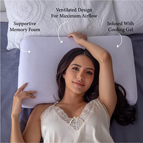 Pharmedoc jastuci za memorijsku pjenu za hlađenje, 2 pakovanja, ventilirani jastuk za krevet Lilac Dreamer, jastuci za čitanje i odmor