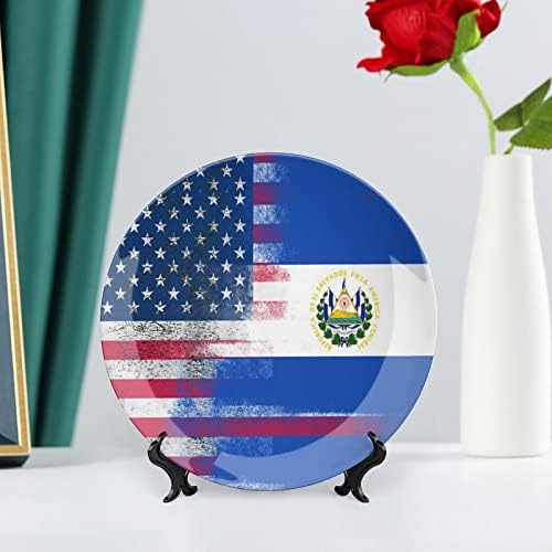 Grunge USA el_salvador Flag koštana Kina Dekorativna ploča okrugla keramičke ploče zanat sa zaslonom za uređenje domaćeg dekora na