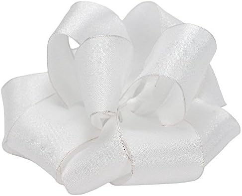 Bijela žičana vjenčana vrpca - 1 1/2 x 50 metara rola, teksturirana poluista, dan zaljubljenih, majčin dan, vijenac, pokloni, omotavanje,
