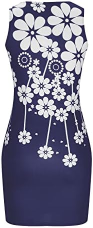 Lmdudanska haljina za žene 2023 ljetna majica bez rukava na rukavima Haljine modne cvjetne tiskane duljine koljena