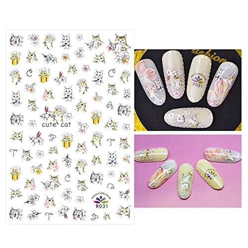 JMEOWIO 8 listova naljepnice za umjetnost noktiju za životinje za mačke naljepnice samoljepljive Pegatinas Uñas slatke potrepštine za nokte Nail Art dizajn dekoracija dodataka