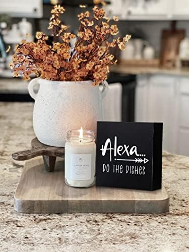 Ywkuiev elegantna i Rustikalna ručno rađena drvena crna kutija natpisna ploča Alexa pere suđe - savršeno za uređenje doma, dekoracije