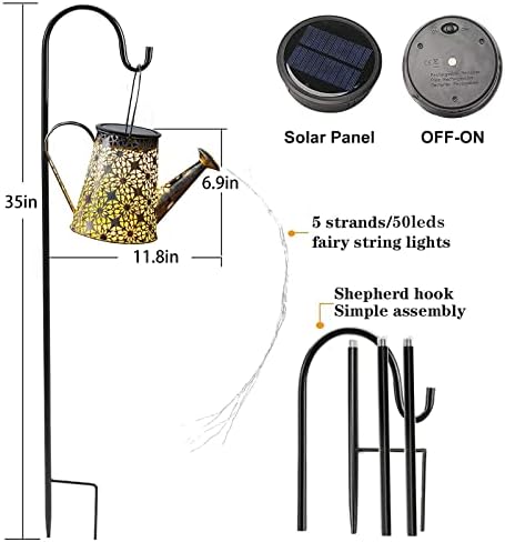 Vookry solarni zalijevanje Can sa lampicama, 2 pakovanje Veliki solarni lampioni na otvorenom Viseći vodootporni vrt, ukrasni retro