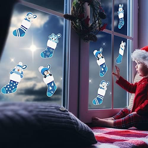80 kom Mini zimski Božić čarapa Cut Outs pahuljice snjegović čarapa Cut Outs sa ljepilom tačke tačke za zimu oglasnoj ploči učionici