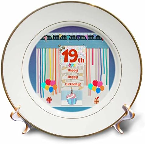 3Droza Slika 19. rođendana, cupcake, svijeća, balona, ​​poklona, ​​streameri - ploče