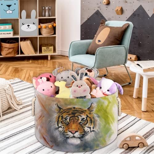 Životinjske tigra velike okrugle košare za skladištenje basketa za pranje rublja sa ručkim košarom za skladištenje za skladištenje