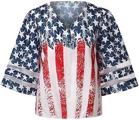 4. srpnja Košulje Žene Američka zastava Thirt Casual Ljetni vrhovi Kratki rukav Tee majica Strips Comfy Loose Tee majice