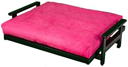 Petfuton luksuzni kauč kabriolet crni tvrdo drvo ružičasti poklopac