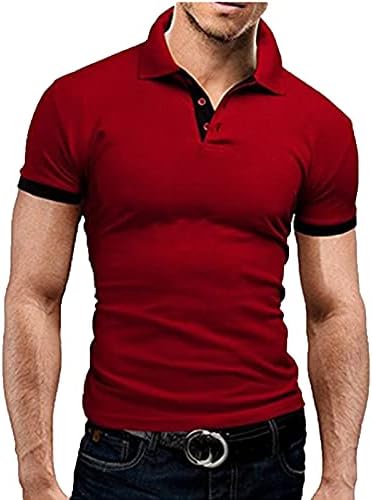 Ymosrh Muške polo majice Muški kratki rukav Ležerne majice Slim Fit košulje Kontrastne boje patchwork majice Golf majice