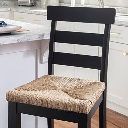 Linon Minelli stolica od crnog drveta sa tkanim sjedištem u žurbi