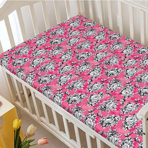 Peony tematski plahte, prenosivi mini listovi krevetića meki i prozračni posteljini za dječji krevetir za djevojčicu ili dječak, 24