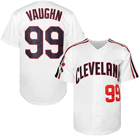 Tkjjpyh Muški Ricky Vaughn 99 Bejzbol dres, 90-ih Hip hop odjeća ušiveni sportski ventilator dres majice mornarice siva bijela