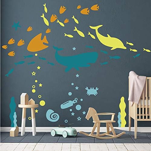 Naljepnica za okeanski zid - pod morskom ribom vinilne zidne naljepnice za djecu Dječaci Djevojčice soba spavaća soba rasadnik dekor
