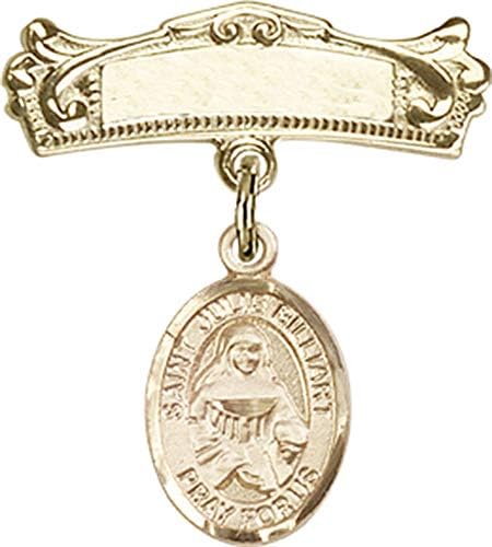 Jewels Obsession Baby Badge sa šarmom St. Julie bilijar i lučnom poliranom značkom / zlatnom punjenom Bedžom sa šarmom St. Julie bilijar