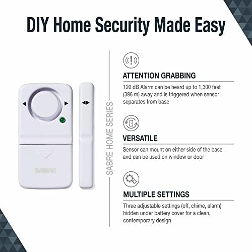 SABRE Home Security Personal Safety Kit, dolazi sa alarmom za zaustavljanje vrata od 120 dB, alarmom za vrata ili prozore od 120 dB