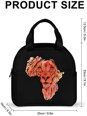 Karta Afrike sa torbom za ručak Lion Head izolirana hladnjača za višekratnu upotrebu prenosiva nepropusna torba za izlet u kancelariju