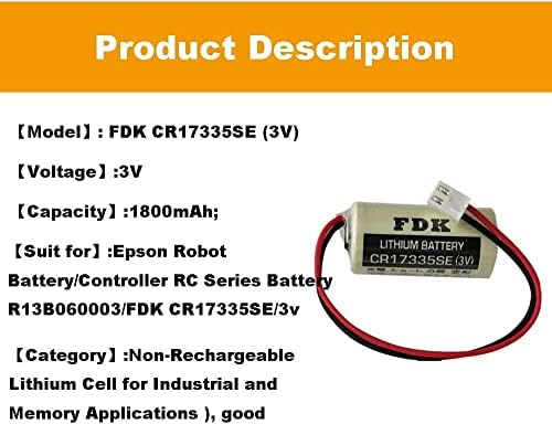 YYSHINE CR17335SE 3V 1800mAh Nepunjiva litijumska ćelija za FDK CR17335SE 3V Epson robotski kontroler RC serija baterija R13B060003 sa bijelim utikačem