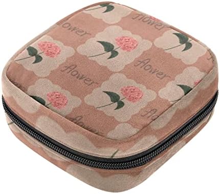 ORYUEKAN torba za odlaganje higijenskih uložaka, prenosive torbe za menstrualne jastučiće za višekratnu upotrebu, torbica za odlaganje tampona za žene djevojke, moderan cvijet roze hortenzije u šahovnici