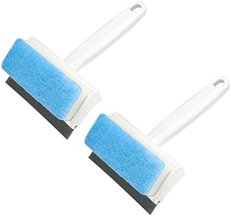 MecCanixity alat za čišćenje sa 2 u 1 gumenu i spužvu glavu za prozor, staklo, ogledalo kupaonice, mermer zid, bijela ručica, paket od 2
