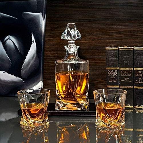 Heimp whisky decantador Whisky naočare i alkohol Decanter Set, staklo ima kvadratno upleteno dno, sa 2 kristalne Burbonske čaše na