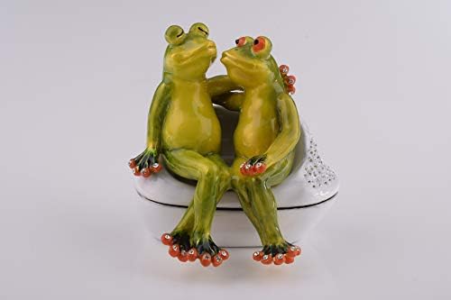 Keren Kopal žabe u ljubavi Figurine Valentine Trinket kutija ukrašena austrijskim kristalima Jedinstveni ručno rađeni poklon