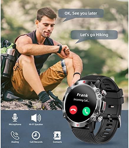 Giaoq Vojni pametni satovi za muškarce sa Bluetooth pozivom, 5ATM vodootporni fitnes satovi za otkucaj za spavanje pedometar za android