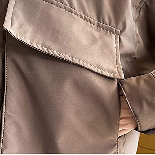 Zipfront Crew-vrat-izrez na lisnato jakna za žene mekana puna boja casual lisnata jakna boxy fit kratka zimska jakna za bombarder