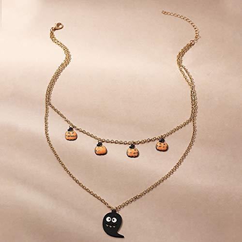 Abien Halloween ogrlica slojevita Ghost privjesak ogrlica lanac od bundeve ogrlica Nakit za žene i djevojke