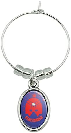 Peacemaker Splatter Helmet Icon Wine Glass Oval Charm Drink Marker