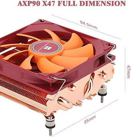 Thermalright AXP-90 X47 full bakar Niskoprofilni CPU vazdušni hladnjak sa prilično 90mm TL-9015r PWM ventilatorom, 4 toplotne cevi,