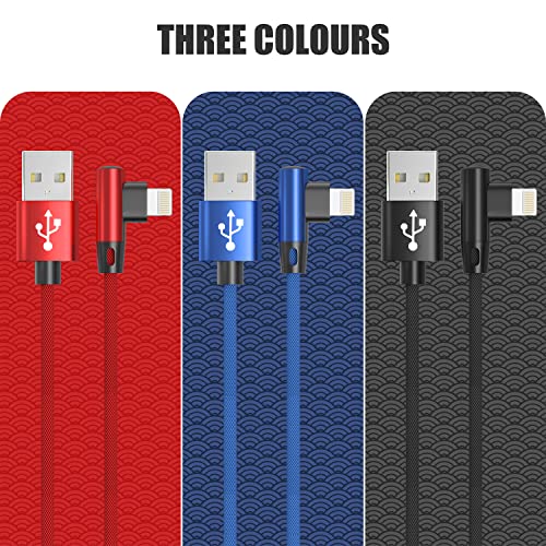 [Apple MFi Certified] iPhone Charger 3pack munja kabl 90 stepeni munja na USB kabl iPhone punjač kabl kompatibilan sa iPhone 13 12 11 Pro Max XR XS X 8 7 6 Plus SE i više