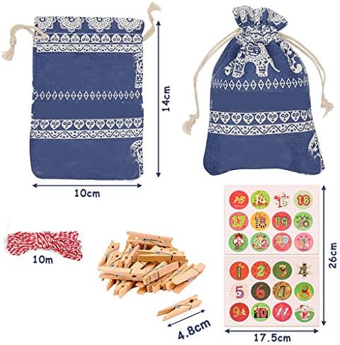 Pamuk uzorak Advent Božić torba paket 1-24 kalendar poklon Candy posteljina torba Home Decor kamin dekoracije za Mantle