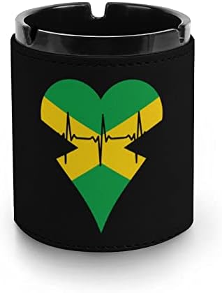 Love Jamaica Heartbeat kožna pepeljara Prijenosni okrugli pladanj pepela za cigarete za kućni uredski automobil Dekorativni