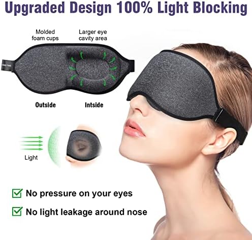 Ziview Sleep Mask za spavanje, blokiranje svjetla , prostirke za trepavice 3D oblikovana maska ​​za spavanje, mekani noćni zavezi