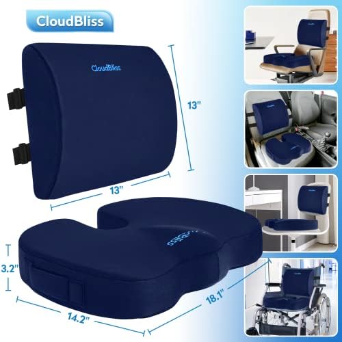 CloudBliss jastuk za sjedala, kancelarijski jastuk, jastuk za auto sjedala, jastuk za lumbalni nosač za uredsku pomoćnu stolicu, jastuk