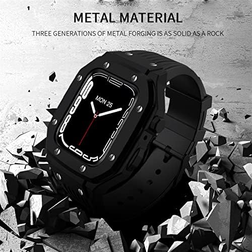 Kanuz Legura za sat za sat za Apple Watch seriju 7 6 5 4 SE 45mm 42mm 44mm Luksuzni metalni gumeni od nehrđajućeg čelika Poslovni