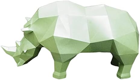 Libwx Rhino Creative Paper Trofej 3D ukras za uređenje ručno izrađenog papira Model DIY Origami puzzle Geometrijska kiparska skulptura