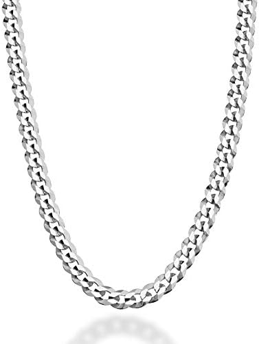 Miabella Solid 925 Sterling Silver italijanski 5mm dijamantski rezani Kubanski lančić lančić za žene i muškarce, proizveden u Italiji