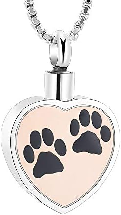 Kremiranje nakit Paw Print srčana urna ogrlica za pepeo uspomena spomen-Pogrebni medaljon držač pepela za kućne ljubimce pas mačka