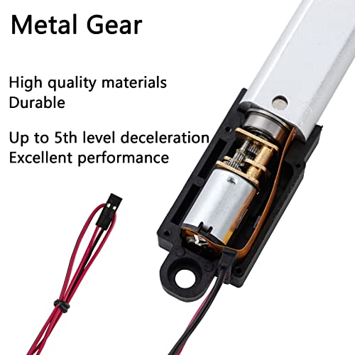 JQDML Mini mikro Linearni Aktuator metalni zupčanik 12v, hod 4 inča, sila guranja 42.2 lbs, brzina 0.2/sec, težina: 0.18 lbs, za ormare