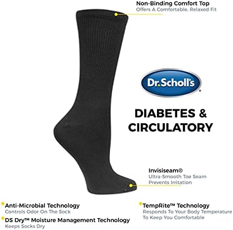 Dr. Scholl's Womens Diabetes & Circulator Socks-4 & amp; 6 pair Packs - neobavezujući Comfort and Moisture Management