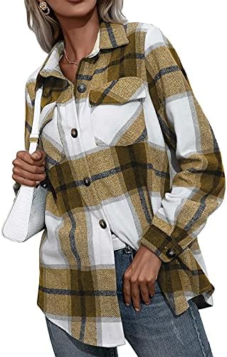 Poslovni dugi rukav Windbreaker ženski prevelizirani montirani kaputi za kapute Spring Cosy V izrez Tartan pamučni kaput
