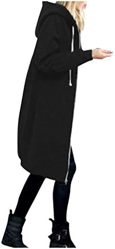 DSODAN ženski topli zip up otvorene dukseve nacrtajući duksevi ležerne pune dugih kaputi vrhovi odljeva sa džepom