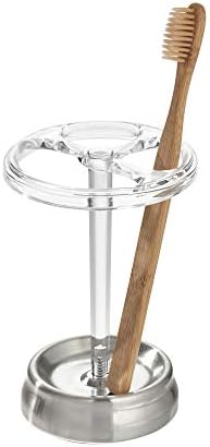 iDesign Gina metalni stalak za držač četkice za zube za Kupaonsku ispraznost, radne ploče, brijače, hrom
