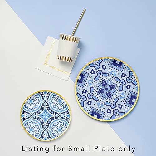 Coterie plave zlatne papirne ploče – Marokanski papirni tanjiri, mornarski papirni tanjiri, lijepi papirni tanjiri za vjenčanje, svadbeni