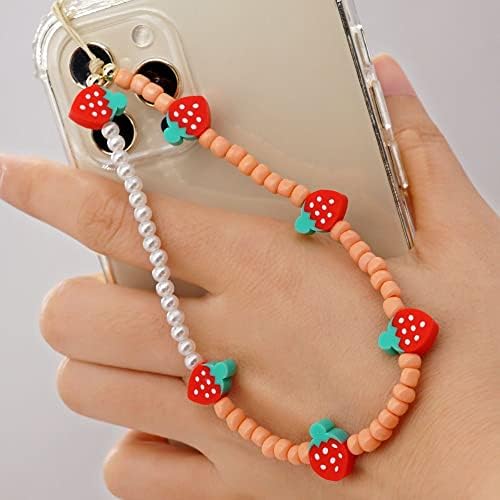 Jagoda Beaded Rainbow Stripe Viseći Kabl Za Mobilni Telefon Traka Za Mobilni Telefon Lanac Rainbow Stripe Beaded Lanac Protiv Izgubljenog