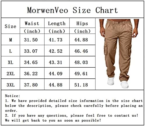 Morwenveo Muške teretne hlače opuštene fit radne hlače Stretch elastični struk višestruki džepovi Fitness Sports pantalone