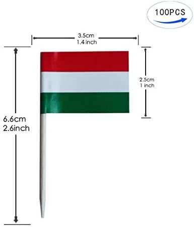 JAVD CYPS 100 kom Mađarska zastava Mađari zastava za čačke za zastave, mali mini štapići zaslon Mađari zastava, zemlja Picks Party