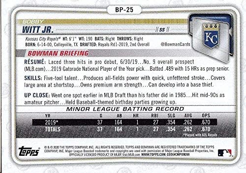 2020 Perspektiva Bowman BP-25 Bobby Witt Jr. Kansas City Royals MLB bejzbol kartica NM-MT