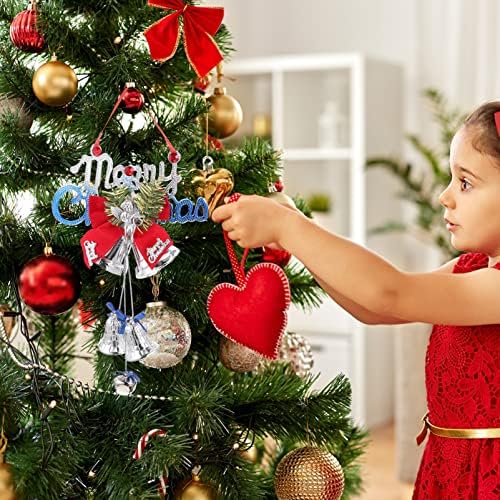 Happyyami 2pcs BOŽIĆ JINGLE BELLS XMAS Angel CHIMES CHICHTH ELF Garland Bells Xmas Tree Haghts for Party Holiday Decoration Srebro